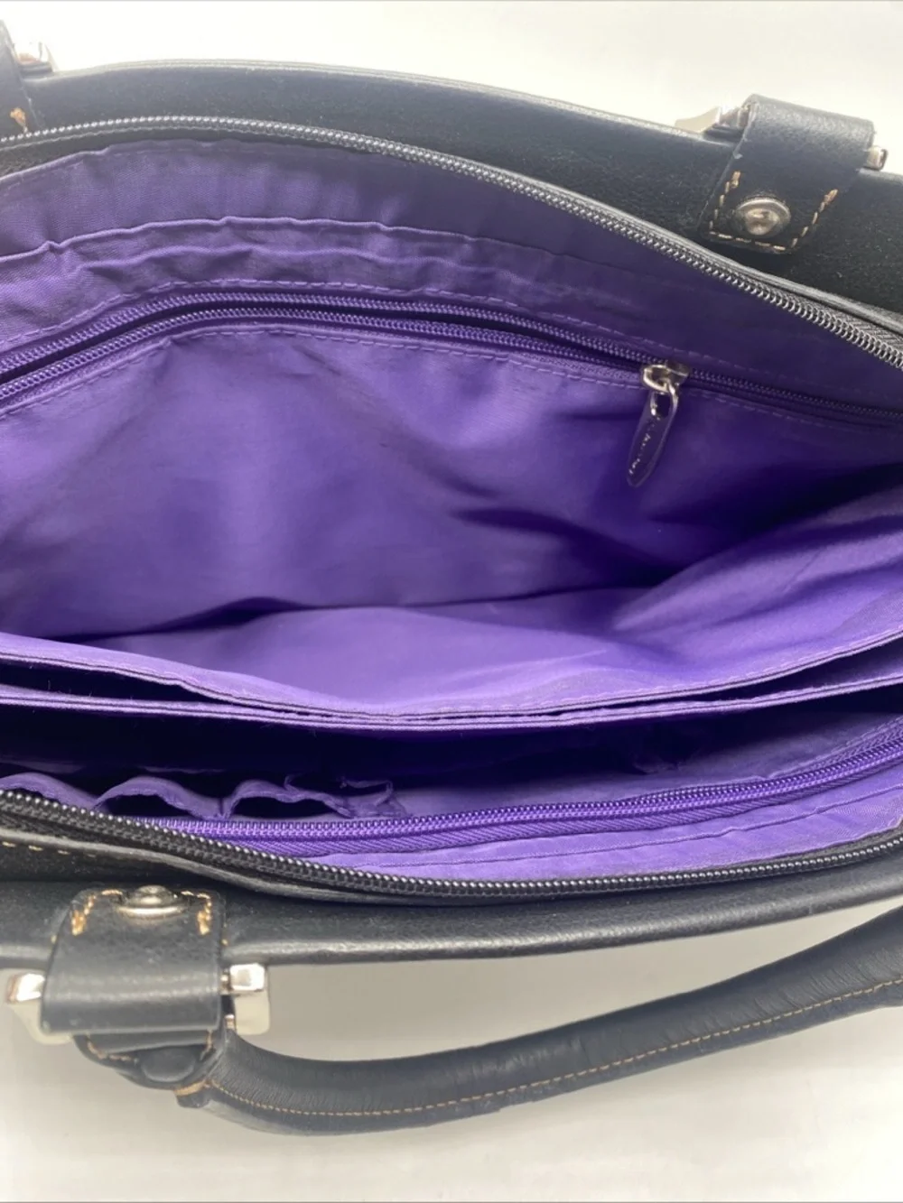 Franklin Covey Leather Messenger Shoulder Laptop Bag Travel Handbag Purse Black